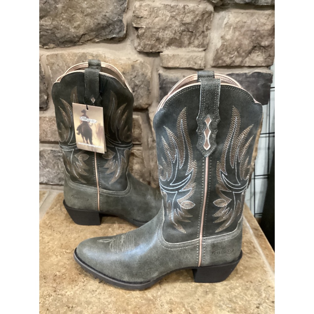 Palitutu Womens Grey Western Cowboy Boots PLT-203611 Leather Embroidered 8.5 New